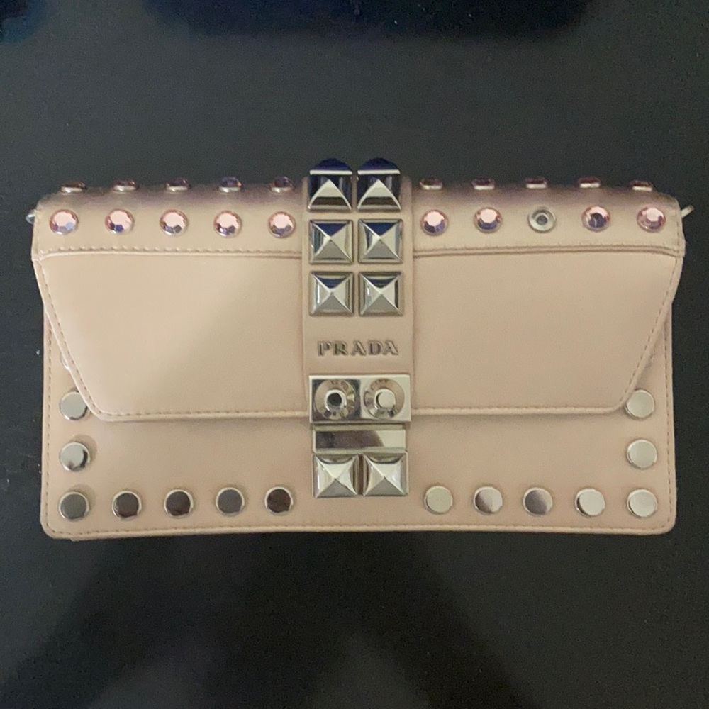Satin Prada clutch